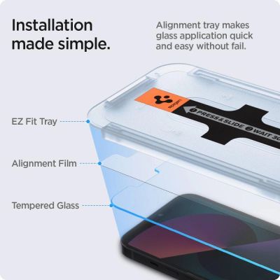 8. Spigen Glas.tR EZ Fit Panzerglas für iPhone 13 / 13 Pro / 14 / 16e / 17e - 2 Stück.
