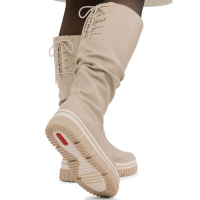 7. Wasserdichte Damenstiefel mit Plateau, beige – Rieker Y6370-60