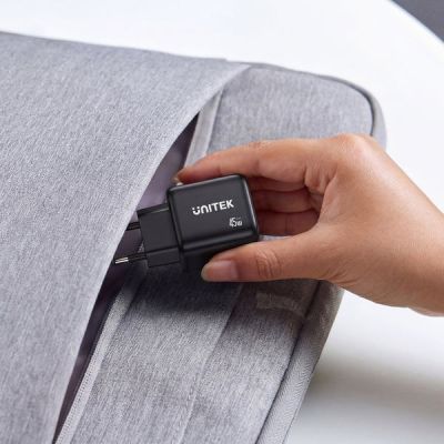 43. UNITEK 2x GAN 45W Ladegerät, 2x USB-C PD 3.0, QC, Schwarz