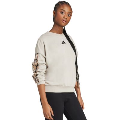 4. Damen adidas Animal Print 3-Streifen French Terry Sweatshirt Creme JM1836