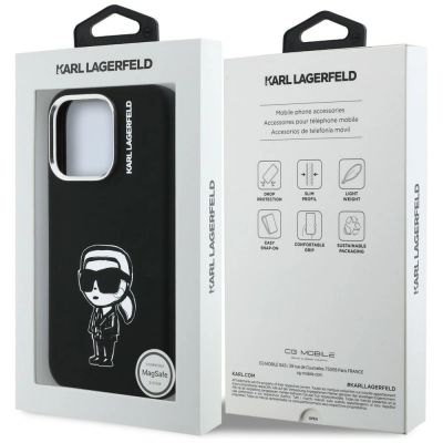 8. Karl Lagerfeld Silikon-MagSafe-Hülle mit Karl-Sketch-Motiv für iPhone 16 Pro – Schwarz