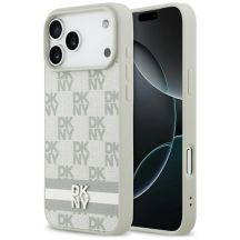 DKNY Schutzhülle mit Karomuster und Streifen für iPhone 17 Pro Max – Beige