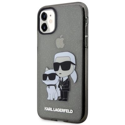 2. Karl Lagerfeld KLHCN61HNKCTGK iPhone 11 / Xr 6.1" schwarz/schwarz Hardcase Gliter Karl&Choupette