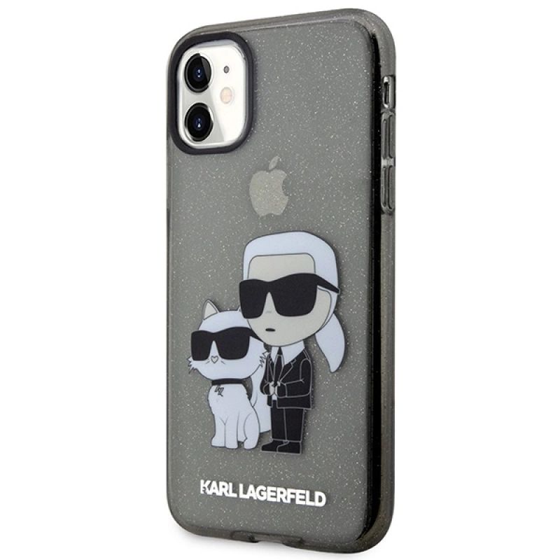 2. Karl Lagerfeld KLHCN61HNKCTGK iPhone 11 / Xr 6.1" schwarz/schwarz Hardcase Gliter Karl&Choupette