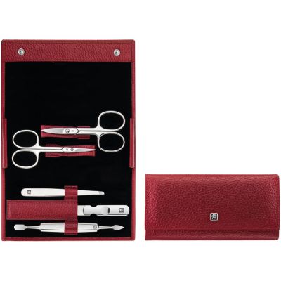 Maniküre-Set Zwilling Classic Inox – rotes Lederetui, 5-teilig – Rot