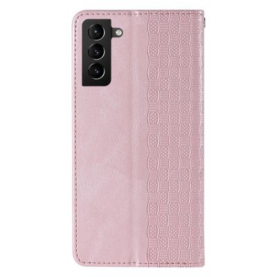 7. Magnetband-Hülle für Samsung Galaxy S22 + (S22 Plus) Tasche mit Geldbörse + Mini-Lanyard-Anhänger Pink