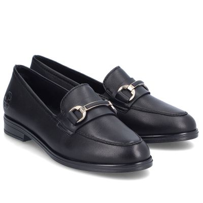 4. Schwarze Damen-Ledermokassins von Rieker, Modell 46262-01