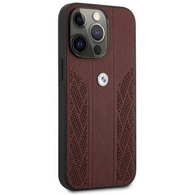4. BMW Leather Curve Perforate Case für iPhone 13 Pro / iPhone 13 – Rot