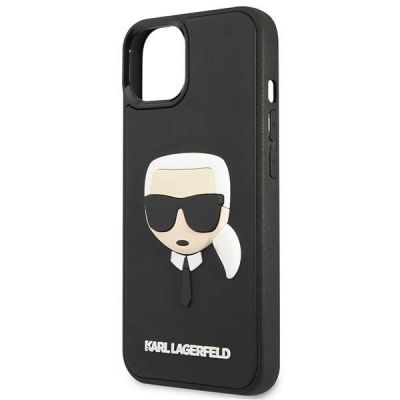 6. Karl Lagerfeld 3D-Gummihülle mit Karls Kopf für iPhone 13 / 14 / 15 - Schwarz