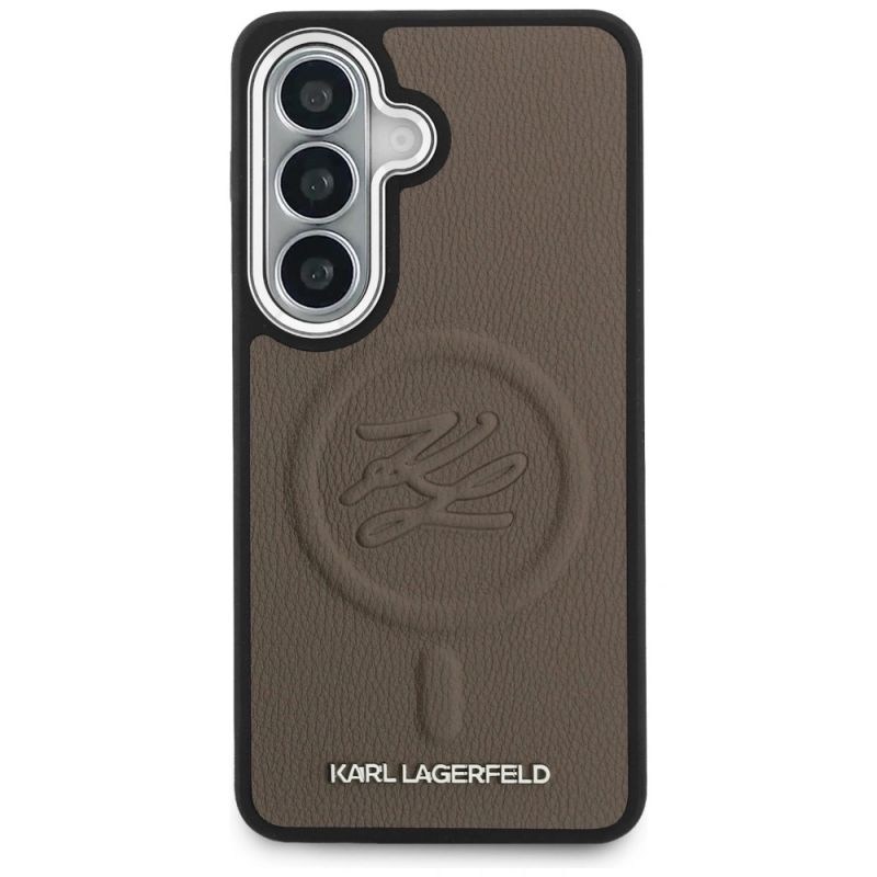 3. Karl Lagerfeld MagSafe Hülle mit geprägten Initialen für Samsung Galaxy S26+ - Braun
