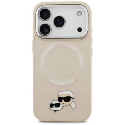 3. Karl Lagerfeld Karl & Choupette Pins MagSafe Hülle für iPhone 17 Pro – Beige