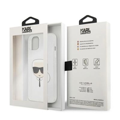 8. Karl Lagerfeld Glitter Karl's Head Hülle für iPhone 13 mini - Silber