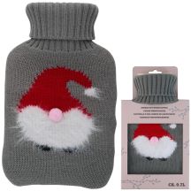 Wärmflasche aus Gummi mit Alpina-Bezug, 0,7 l, Weihnachtsmann-Motiv