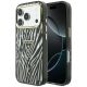 Guess IML Zebra Glitter Triangle Logo MagSafe Hülle für iPhone 18 Pro / 17 Pro - Silber