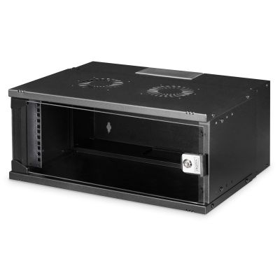 10. 19" 4HE Wand-Netzwerkschrank, SOHO PRO 240 x 540 x 400 mm, Glastür, schwarz, unmontiert, 60 kg