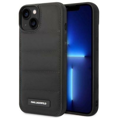 Karl Lagerfeld Puffy Elongated Logo Case für iPhone 14 Plus – Schwarz