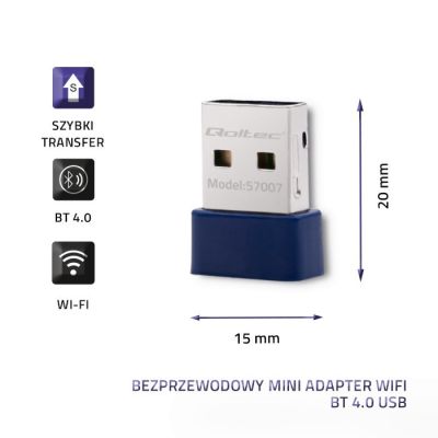 4. QOLTEC WLAN-Adapter, Wireless-N-Standard | Bluetooth 4.0 USB