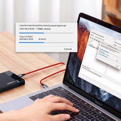 10. Ugreen US294 USB-C – USB-C 3A 480 Mbit/s Kabel 1 m – rot