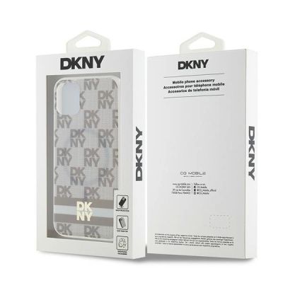 8. DKNY IML Checkered Mono Pattern & Printed Stripes MagSafe-Hülle für iPhone 11 / Xr – Beige