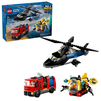LEGO CITY 60462 Hubschrauber-, Feuerwehrauto- und U-Boot-Set