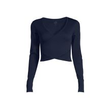 CASALL Seamless Rib Wrap Langarm T-Shirt in Kernblau