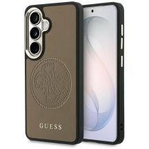 Guess MagSafe-Hülle mit perforiertem Logo für Samsung Galaxy S26 – Braun