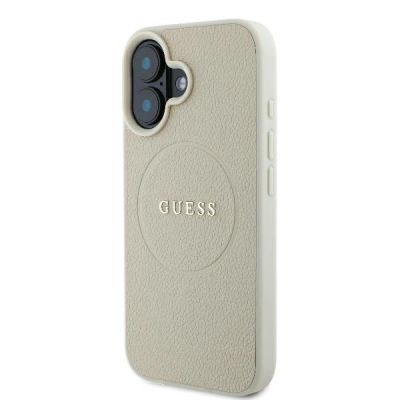 2. Guess Grained Ring MagSafe-Hülle für iPhone 16 – Beige