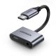 Ugreen CM193 50596 Audio-Adapter mit zwei Anschlüssen, USB-C (männlich) – Mini-Buchse 3,5 mm / USB-C (weiblich), grau