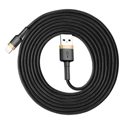 5. Baseus Cafule USB-A / Lightning 1,5A QC 3.0 Kabel 2 m - Schwarz und Gold