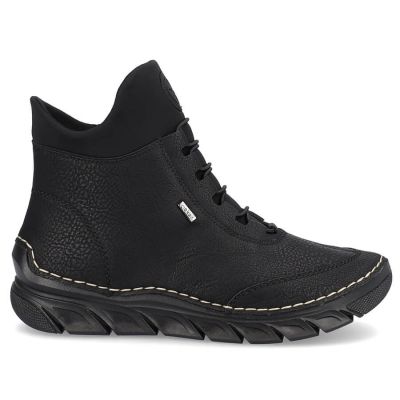 49. Gefütterte schwarze Damen-Ankle-Boots Rieker 55069-00