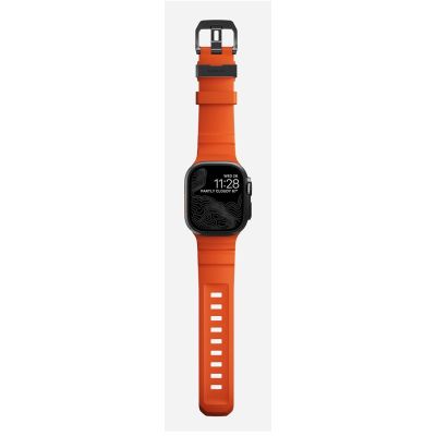 6. Nomad Rocky Point Armband, schwarzes Leder, Titan