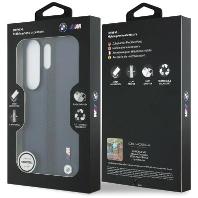 8. BMW MagSafe-Hülle mit perforiertem Streifenlogo für Samsung Galaxy S26 Ultra – Marineblau