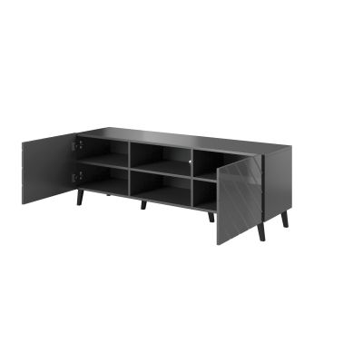 6. ABETO TV-Schrank 150x42x52 Graphit/Glanzgraphit