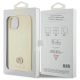 8. Guess Leder 4G Metal Logo Strass Hülle für iPhone 15 – Gold