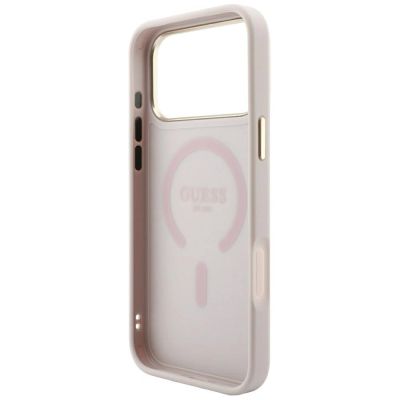 7. Guess Embossed 4G Classic MagSafe Hülle für iPhone 17 Pro / 18 Pro – Pink