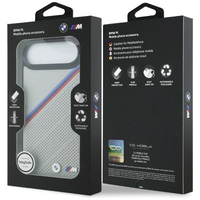 8. BMW M Tricolor Metal Logo MagSafe Case für iPhone 17 Air – Grau