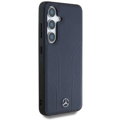 4. Mercedes Leather Debossed Lines MagSafe Case für Samsung Galaxy S25 - Blau