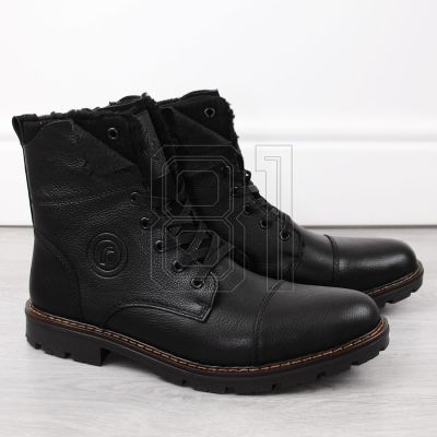 19. Rieker M RKR296A Wollgefütterte Lederstiefelette, schwarz