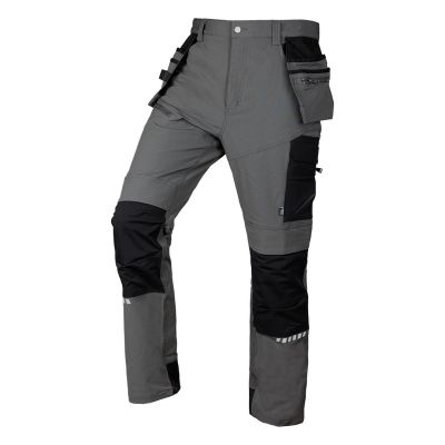 Mix&Match Arbeitshose, 4-Wege-Stretch, mit Holstern, Cordura, grau und schwarz, Größe S
