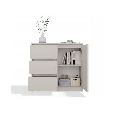 8. Kommode mit 1 Tür und 3 Schubladen, Kaschmir-Set