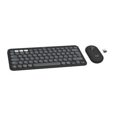 13. Logitech 920-012239 Tastatur und Maus inklusive, universell, kabellos (RF) + Bluetooth, QWERTY-Tastatur (American International), Graphit