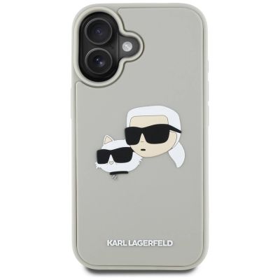 3. Karl Lagerfeld HC 3D Rubber Double Heads iPhone 16 Hülle - Beige