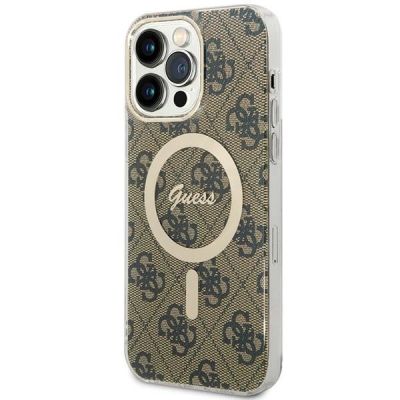 Guess IML 4G MagSafe Case für iPhone 15 Pro Max - Braun