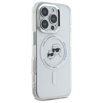 4. Karl Lagerfeld IML Metal Karl&Choupette Head MagSafe Hülle für iPhone 16 Pro Max - Weiß