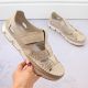 21. Rieker W RKR651 beige Leder Klettverschluss durchbrochene Schuhe