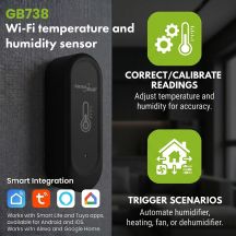 GREENBLUE WLAN-Temperatur- und Feuchtigkeitssensor für den Außenbereich, Android/iOS, 3,0 V DC, LR03X2, IP65 GB741