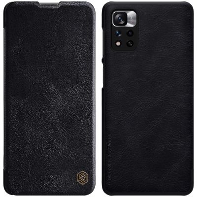 Nillkin Qin Case Hülle für Xiaomi Redmi Note 11 Pro+ (China) / Redmi Note 11 Pro (China) / Mi11i HyperCharge Kameraschutz Holster Cover Flip Case Schwarz
