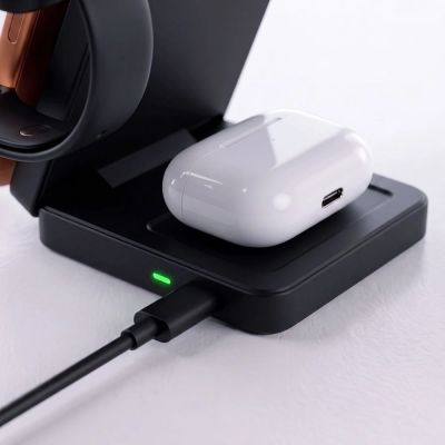 9. Tech-Protect A56 3-in-1 MagSafe Wireless-Ladegerät + USB-C / USB-C-Kabel 100 cm – Schwarz