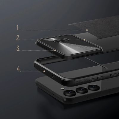 12. Nillkin CamShield Leather S Case für Samsung Galaxy S23+ Cover mit Kameraabdeckung schwarz