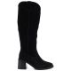 6. Damen-Cowboystiefel aus Leder mit Absatz, Wildleder, schwarz, Vinceza 133103